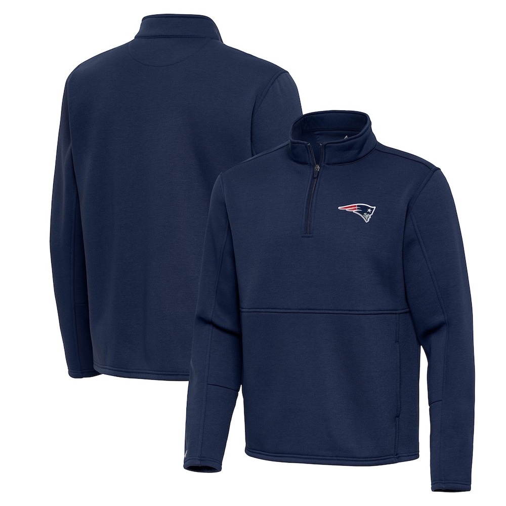 *NWT* Men's Antigua Navy New England Patriots Twist Quarter-Zip Pullover Jacket